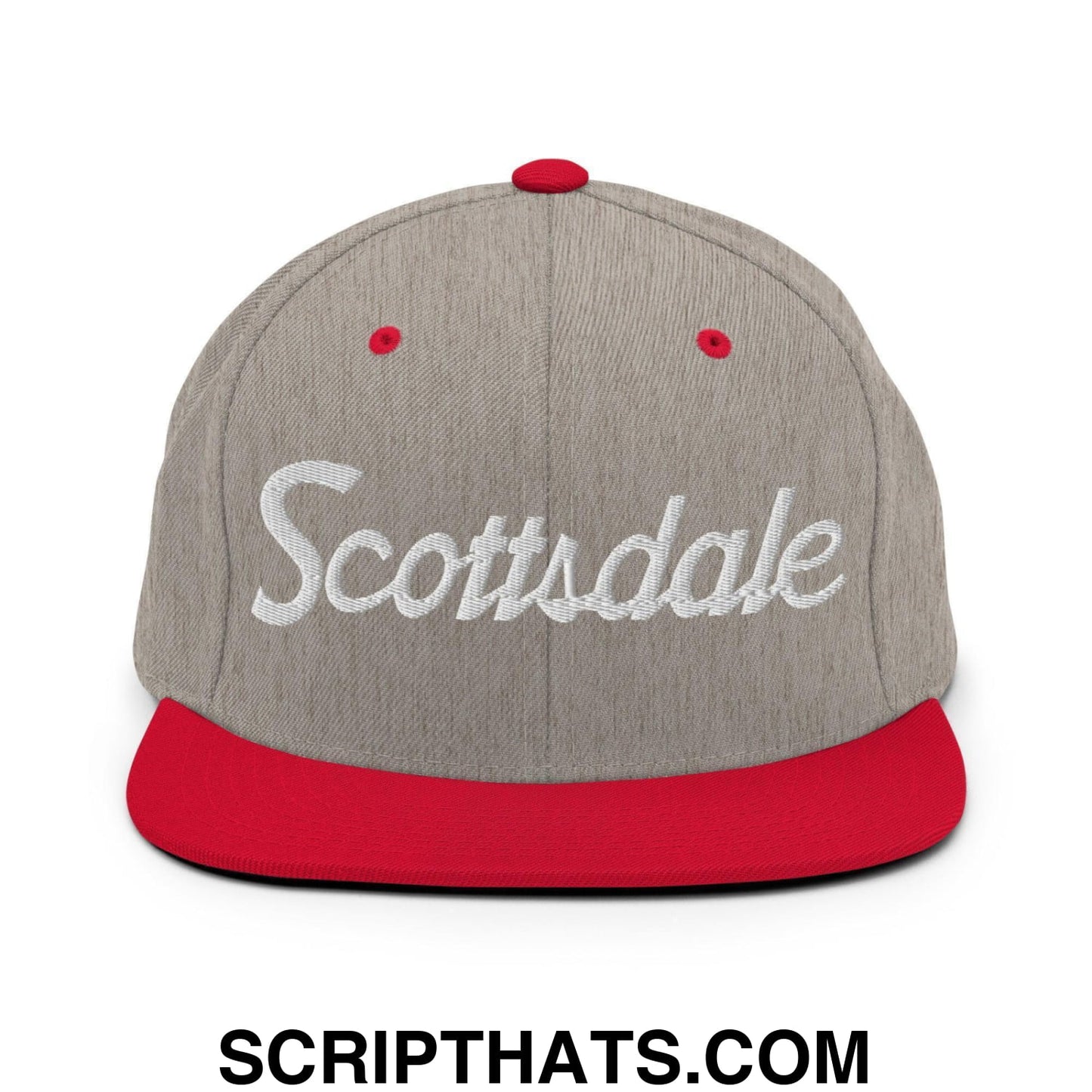 Scottsdale Script Snapback Hat Heather Grey Red