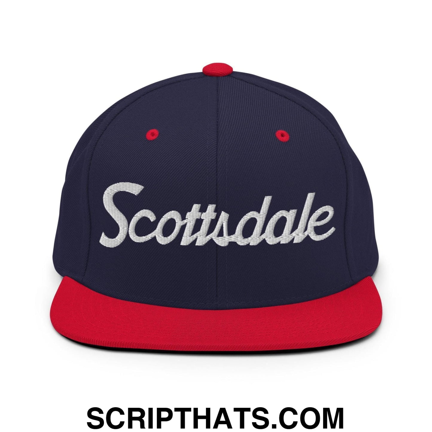 Scottsdale Script Snapback Hat Navy Red