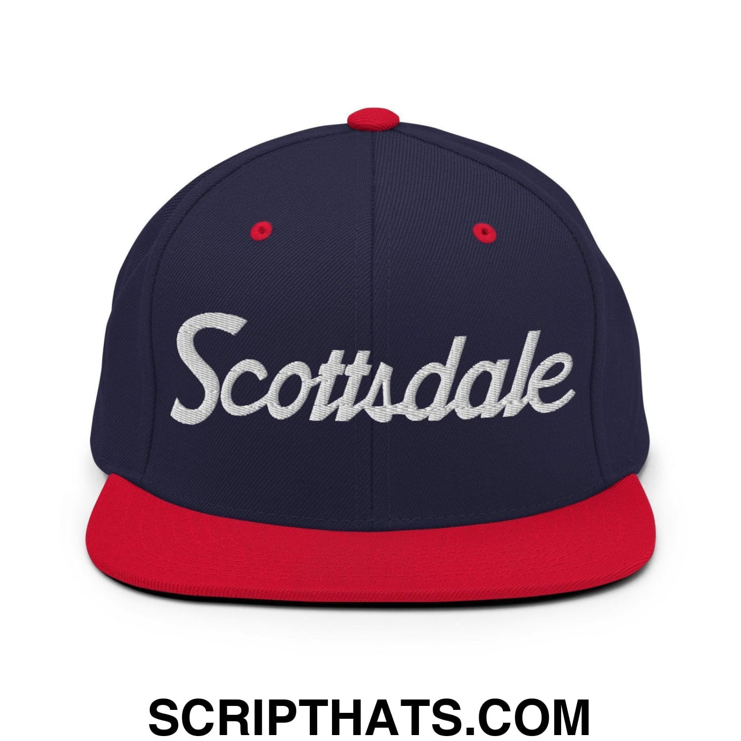 Scottsdale Script Snapback Hat Navy Red