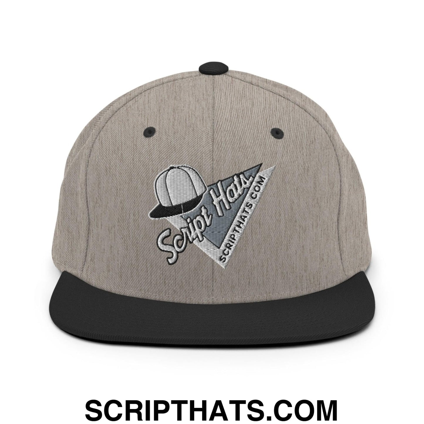 Script Hats 90's Sports Triangle Snapback Hat Heather Black