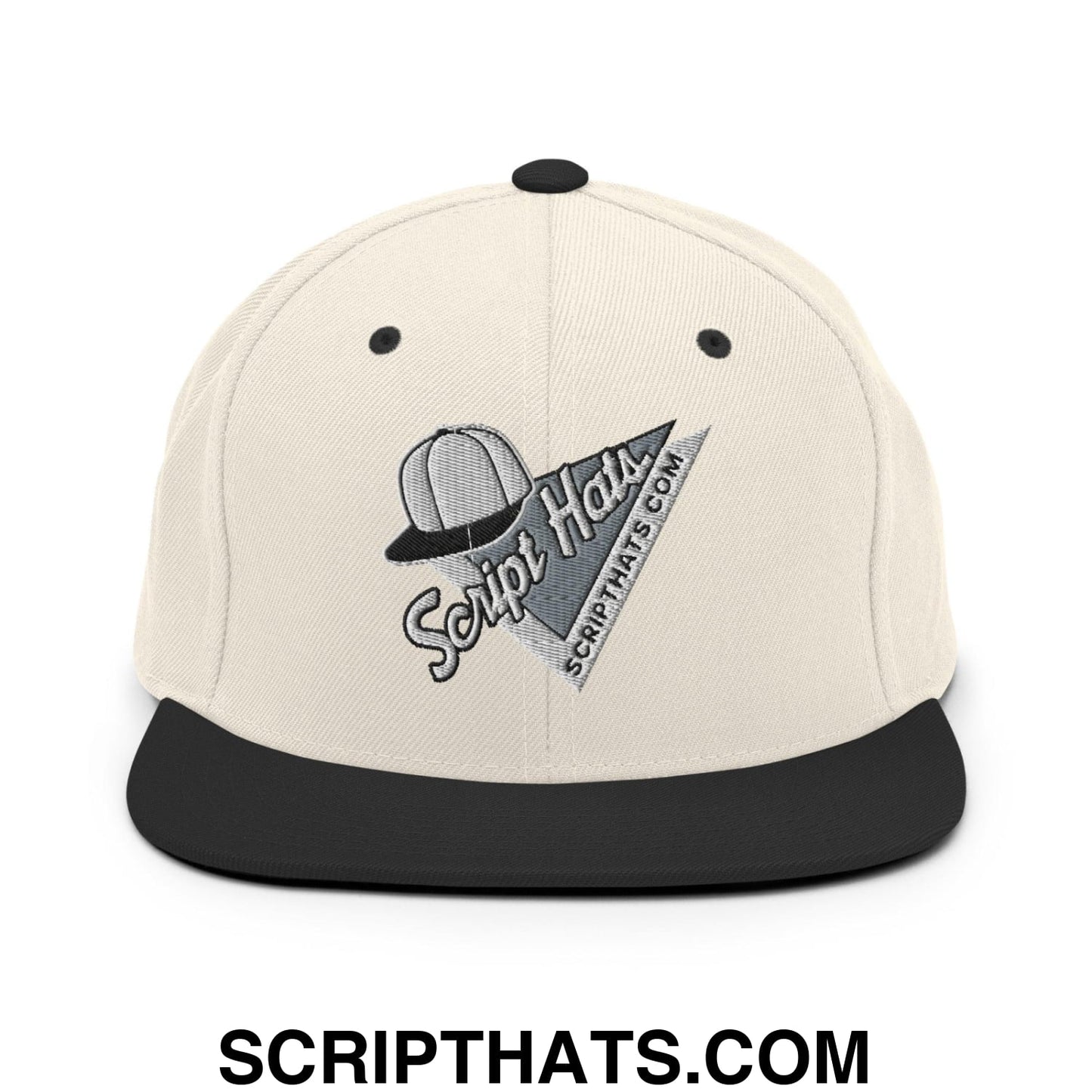 Script Hats 90's Sports Triangle Snapback Hat Natural Black