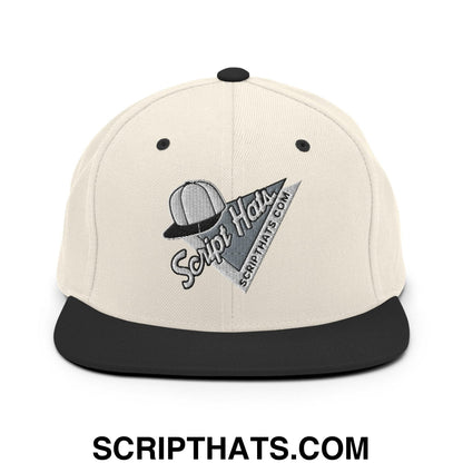 Script Hats 90's Sports Triangle Snapback Hat Natural Black