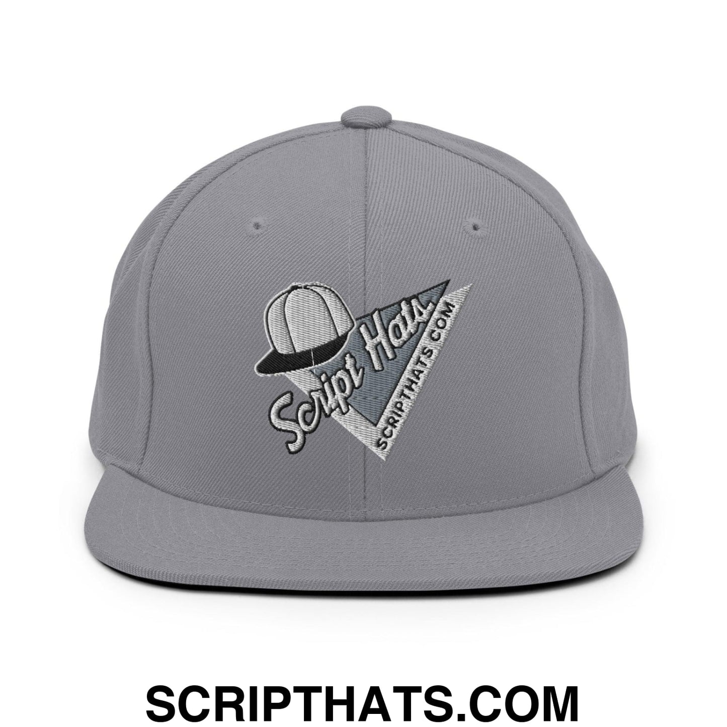 Script Hats 90's Sports Triangle Snapback Hat Silver