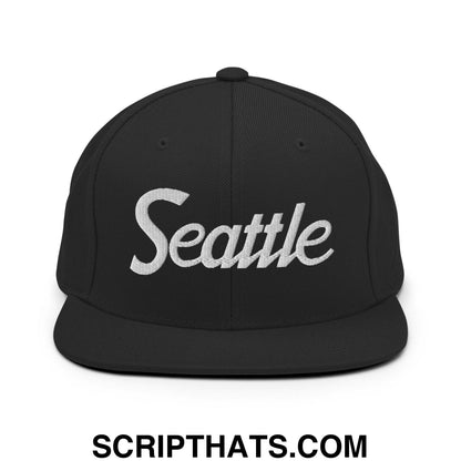 Seattle Script Snapback Hat Black