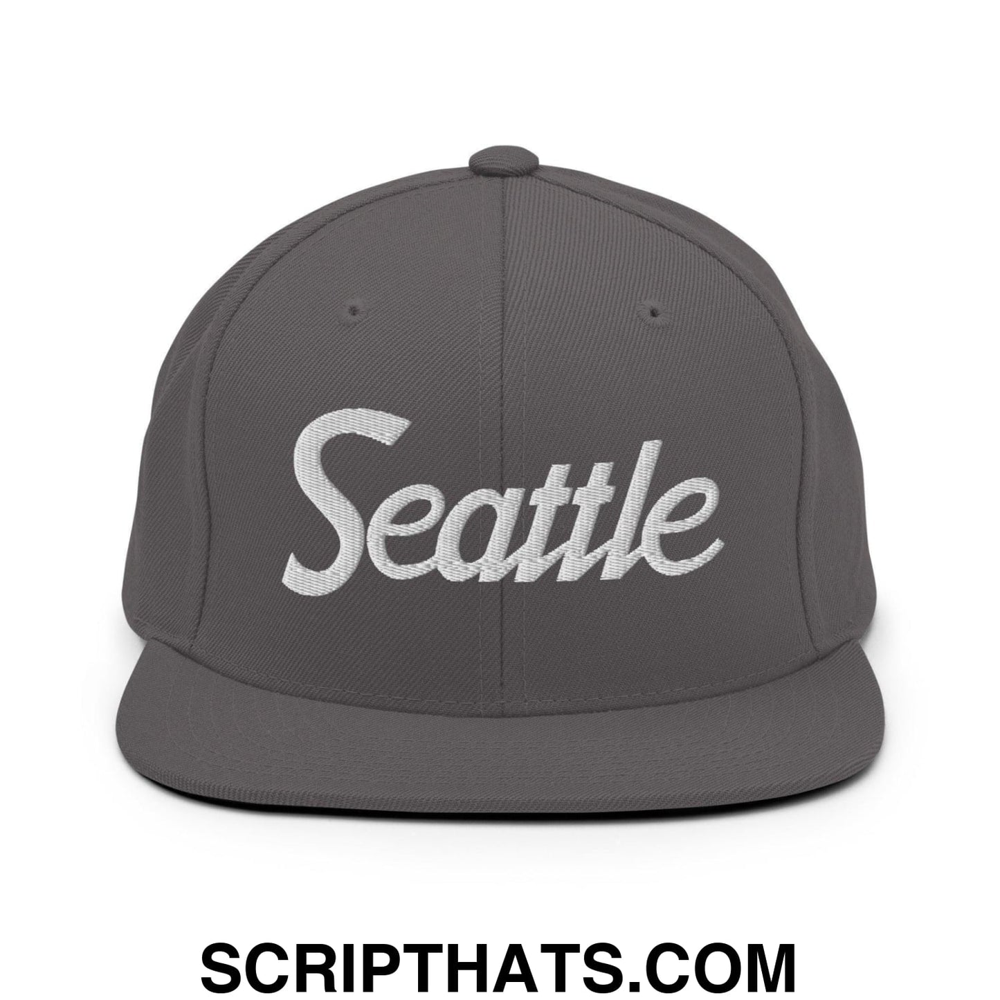 Seattle Script Snapback Hat Dark Grey
