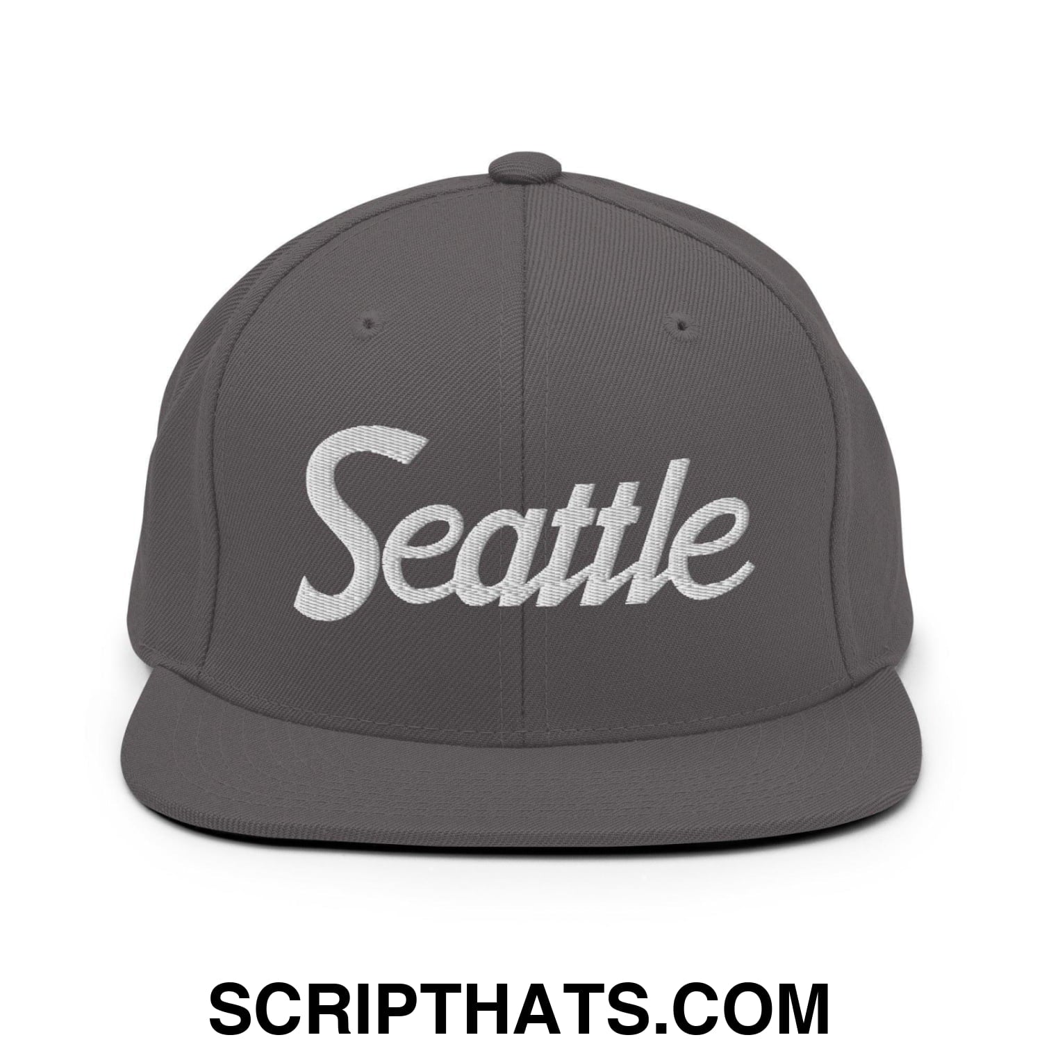 Seattle Script Snapback Hat Dark Grey
