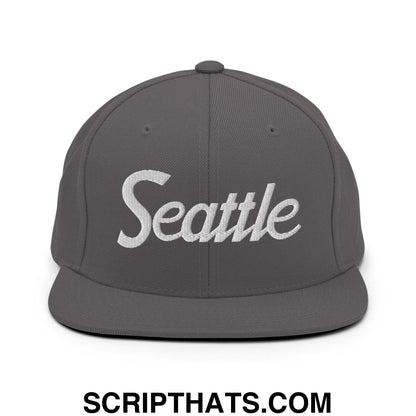 Seattle Script Snapback Hat Dark Grey