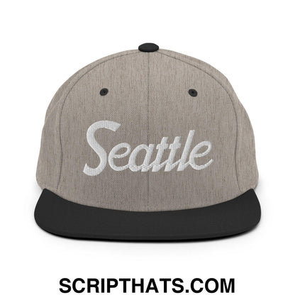 Seattle Script Snapback Hat Heather Black
