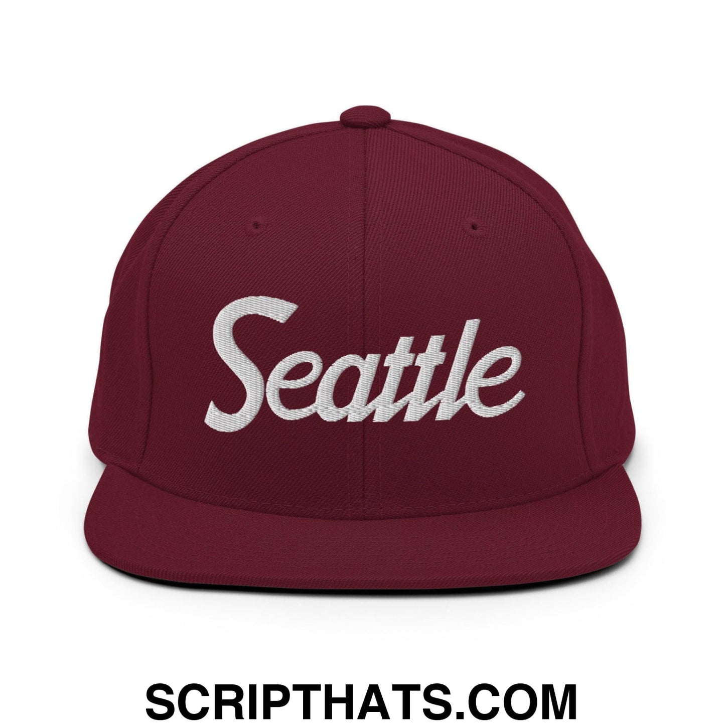 Seattle Script Snapback Hat Maroon