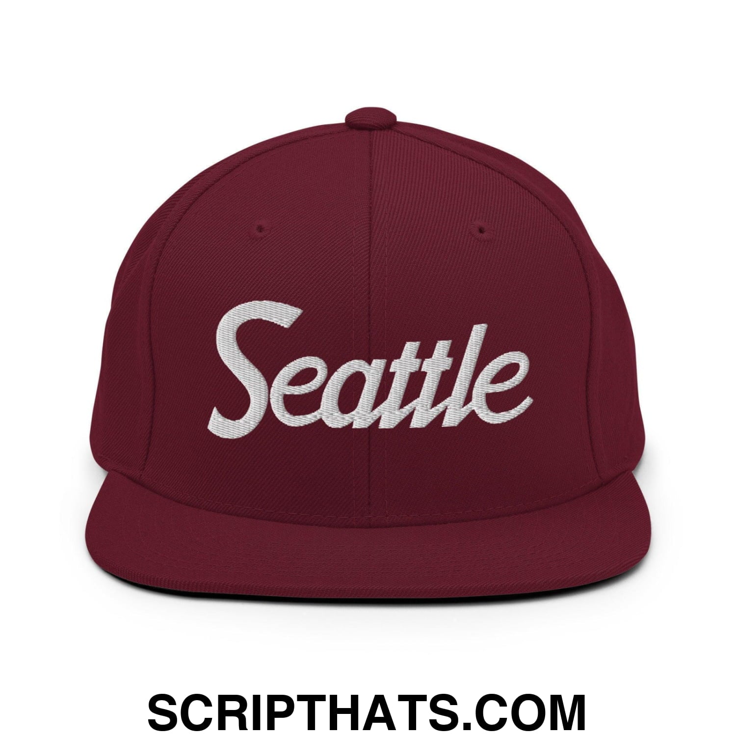 Seattle Script Snapback Hat Maroon