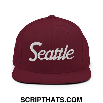 Seattle Script Snapback Hat Maroon