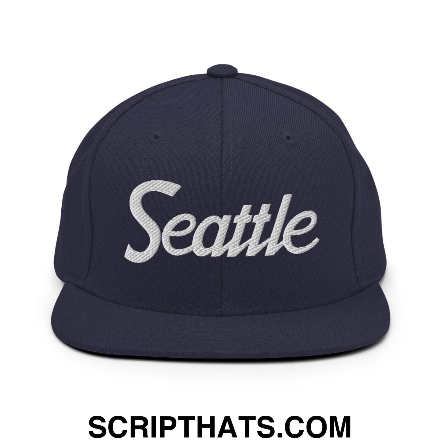 Seattle Script Snapback Hat Navy