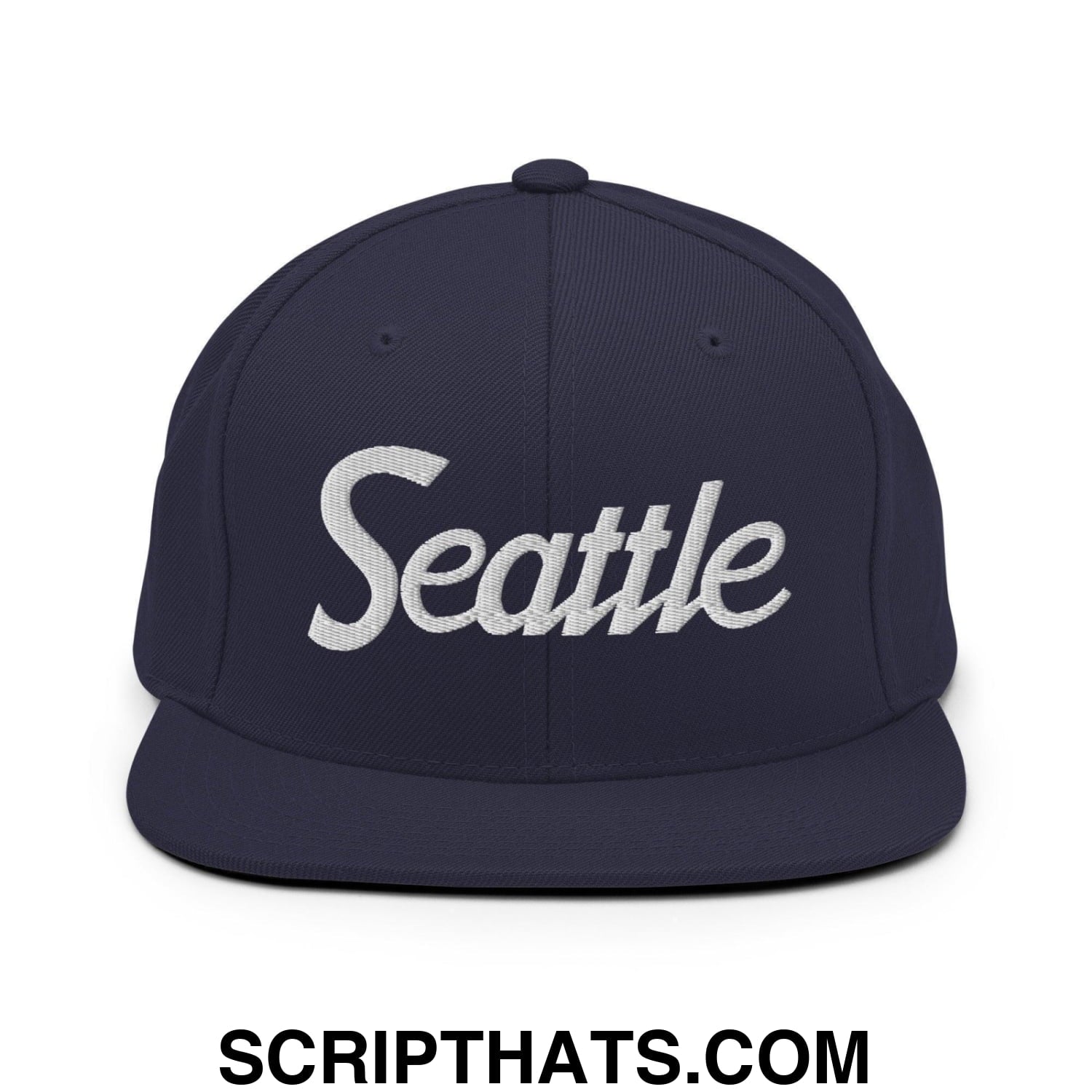 Seattle Script Snapback Hat Navy