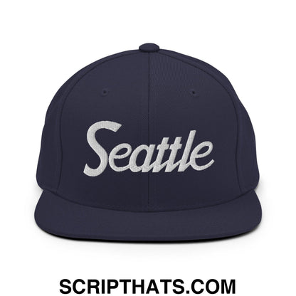 Seattle Script Snapback Hat Navy