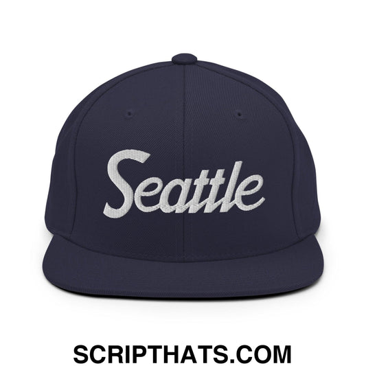 Seattle Script Snapback Hat Navy