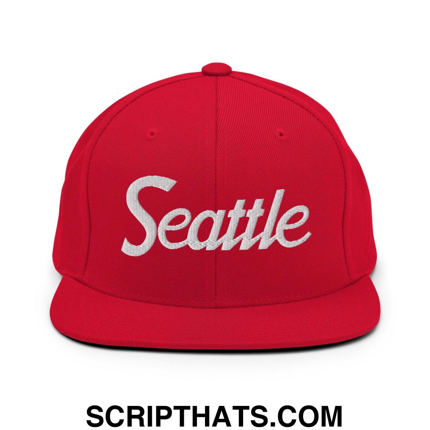 Seattle Script Snapback Hat Red