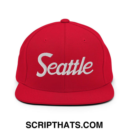Seattle Script Snapback Hat Red