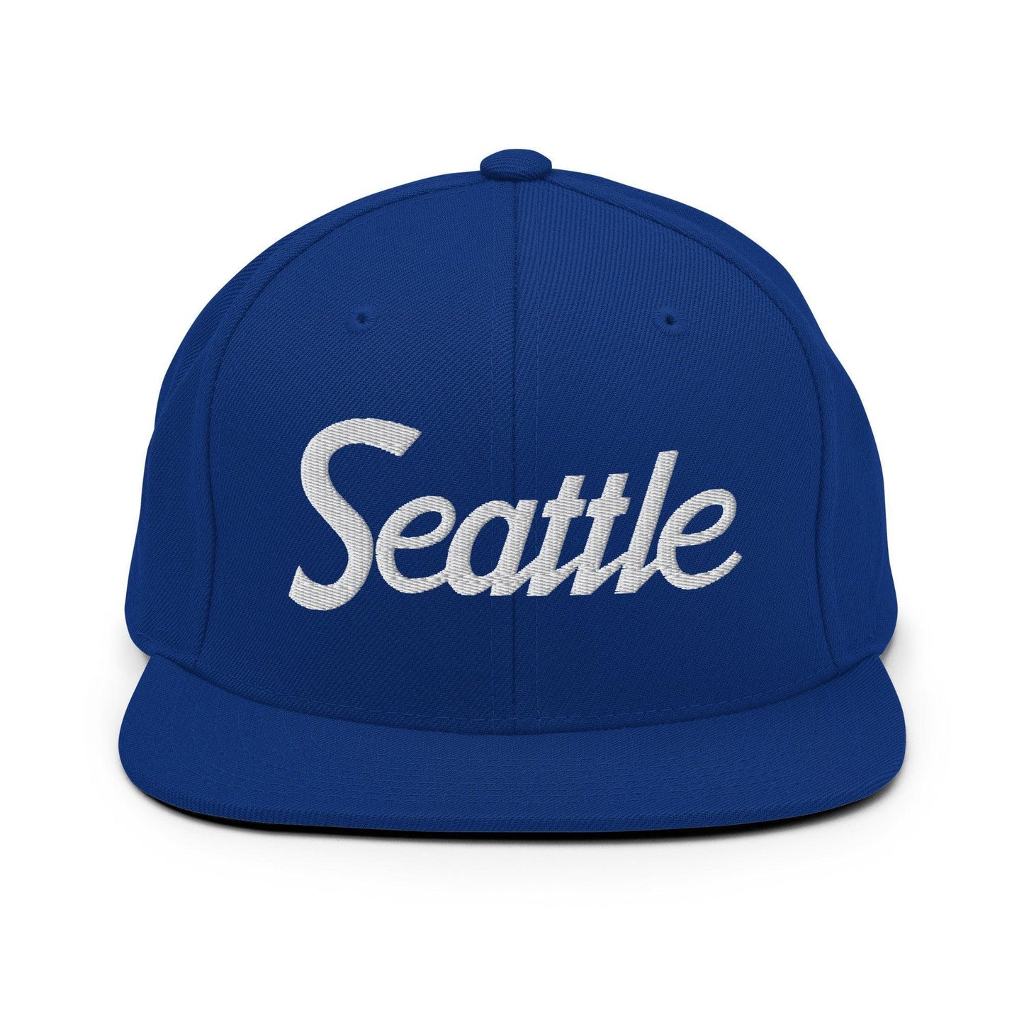 Seattle Script Snapback Hat Royal Blue