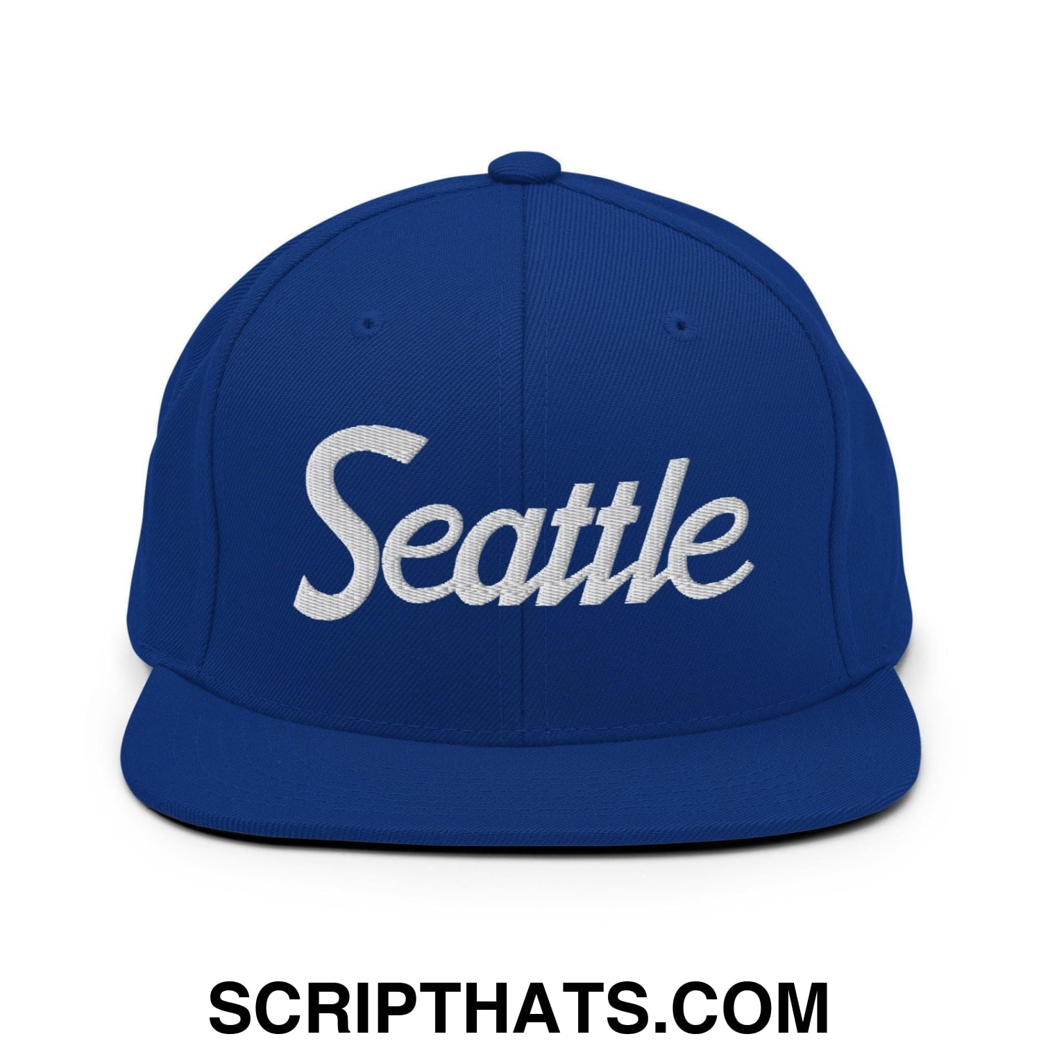 Seattle Script Snapback Hat Royal Blue