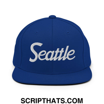 Seattle Script Snapback Hat Royal Blue