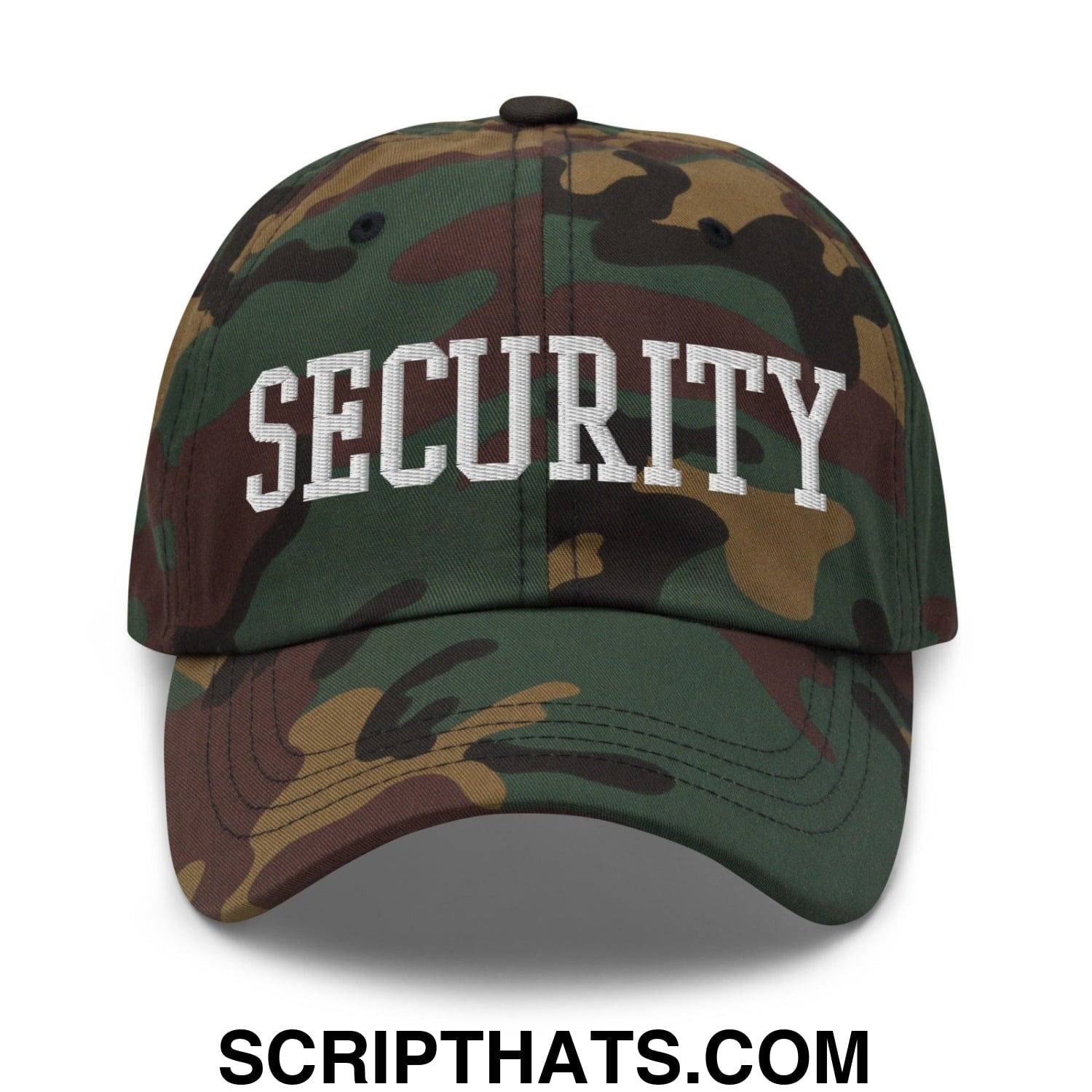 Security Uniform Work Block Embroidered Dad Hat Green Camo
