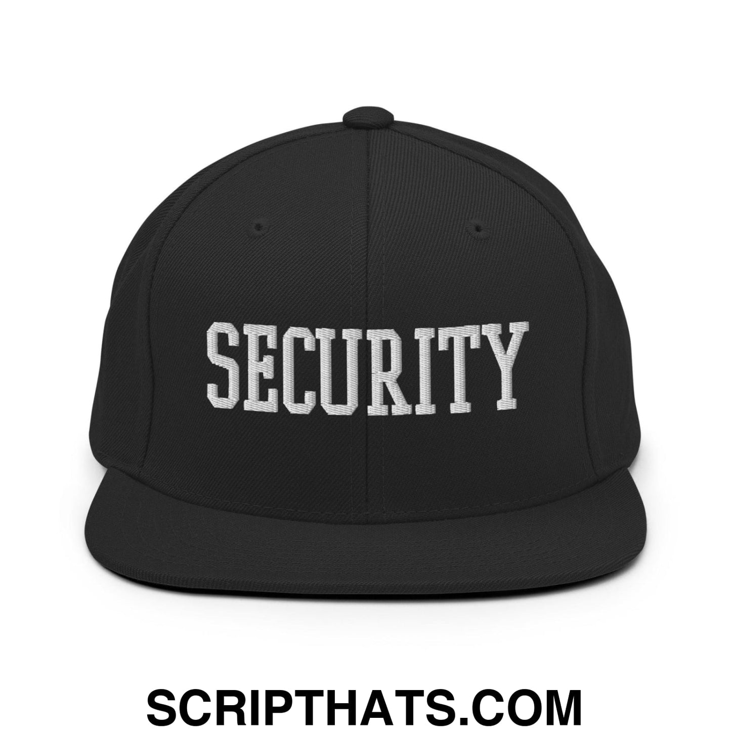 Security Uniform Work Block Embroidered Flat Bill Brim Snapback Hat Black