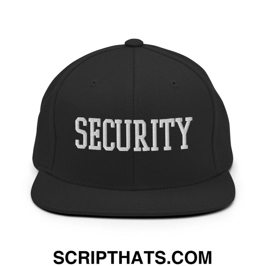 Security Uniform Work Block Embroidered Flat Bill Brim Snapback Hat Black