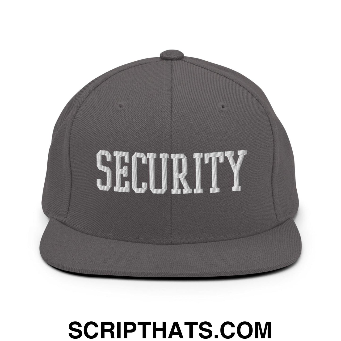 Security Uniform Work Block Embroidered Flat Bill Brim Snapback Hat Dark Grey