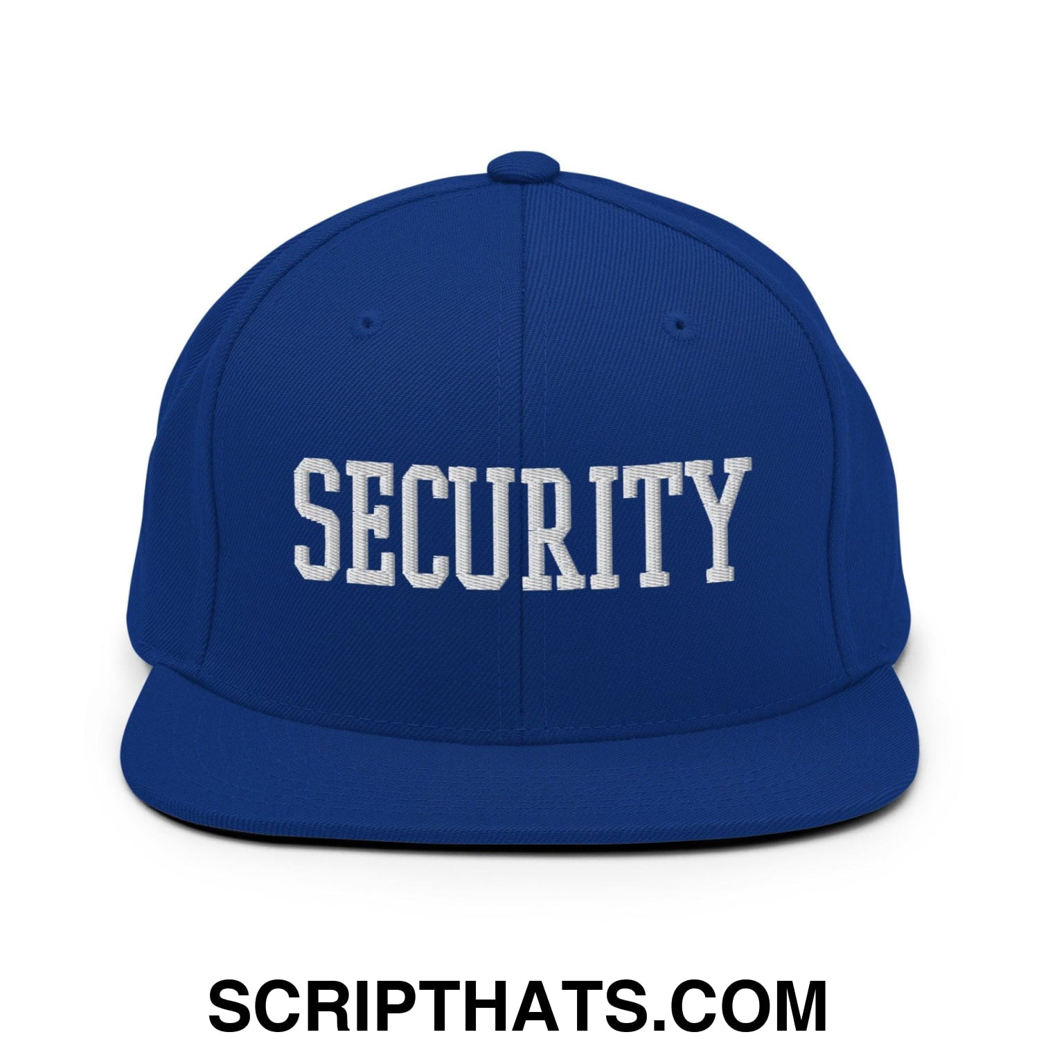 Security Uniform Work Block Embroidered Flat Bill Brim Snapback Hat Royal Blue