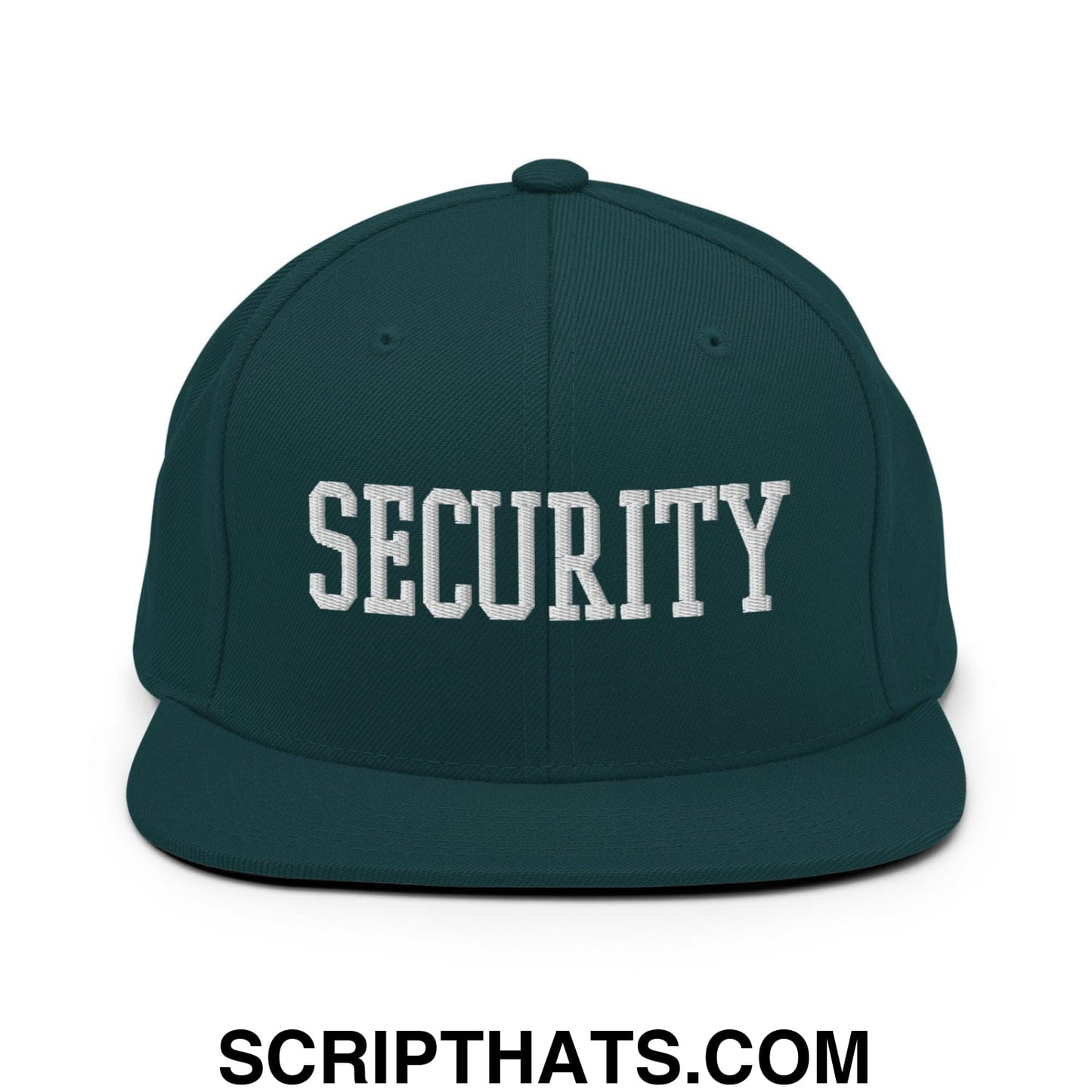 Security Uniform Work Block Embroidered Flat Bill Brim Snapback Hat Spruce