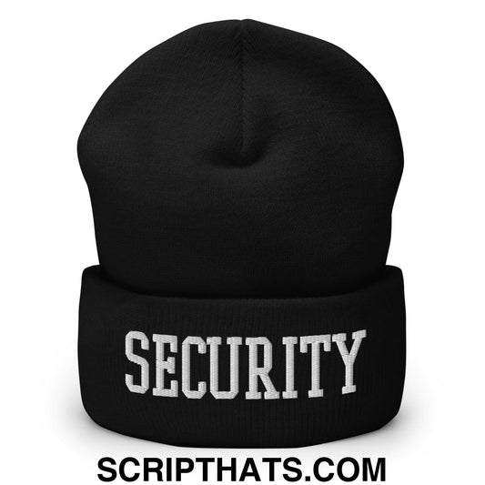 Security Uniform Work Block Embroidered Knit Cuffed Beanie Black
