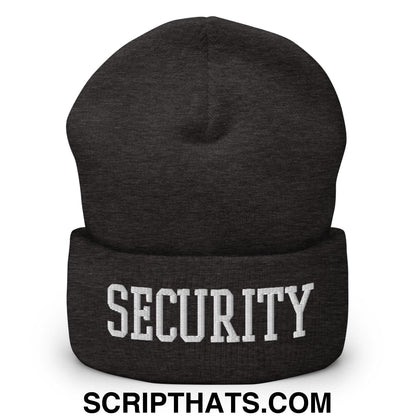 Security Uniform Work Block Embroidered Knit Cuffed Beanie Dark Grey