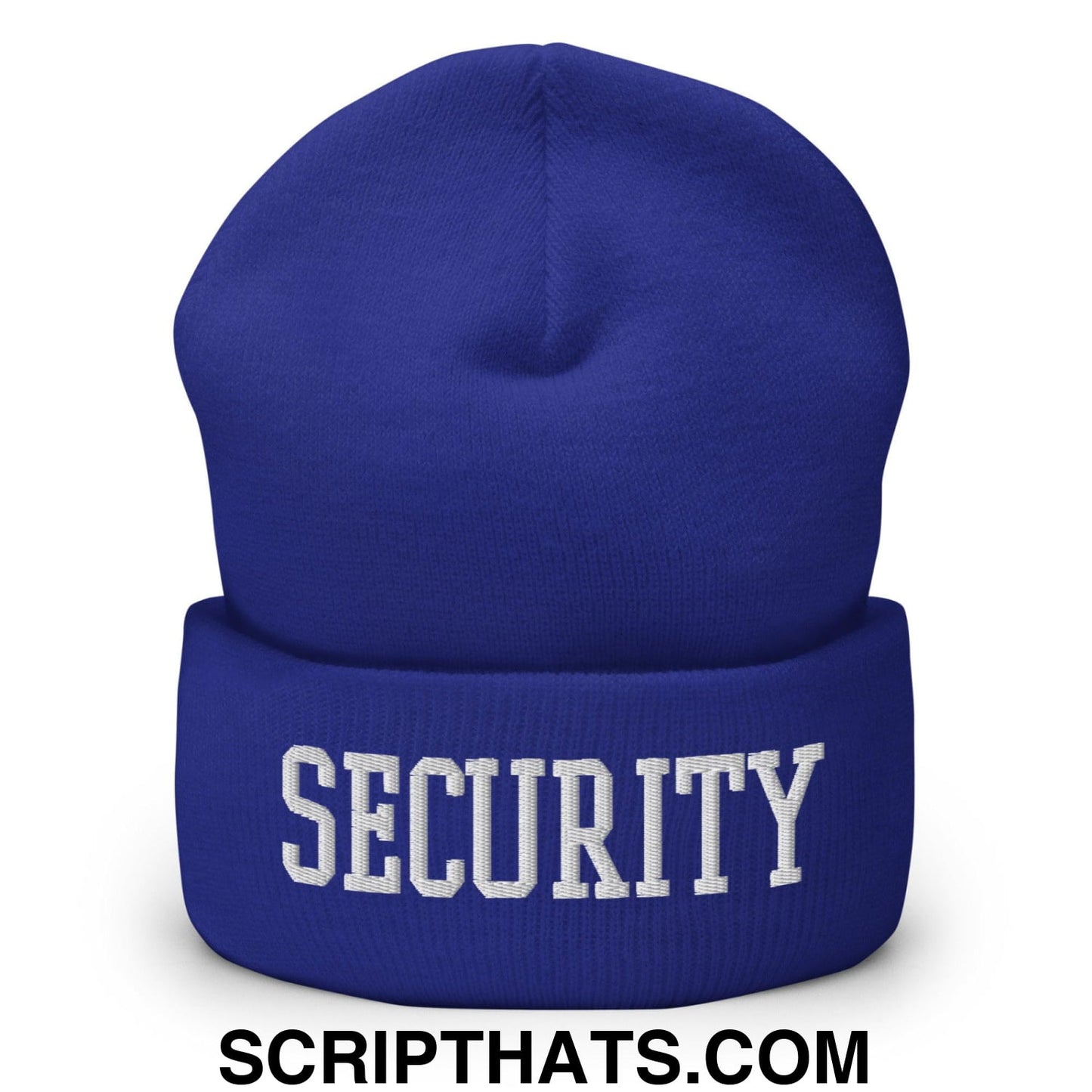 Security Uniform Work Block Embroidered Knit Cuffed Beanie Royal