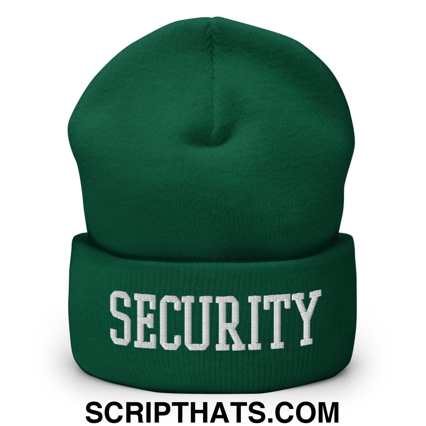 Security Uniform Work Block Embroidered Knit Cuffed Beanie Spruce