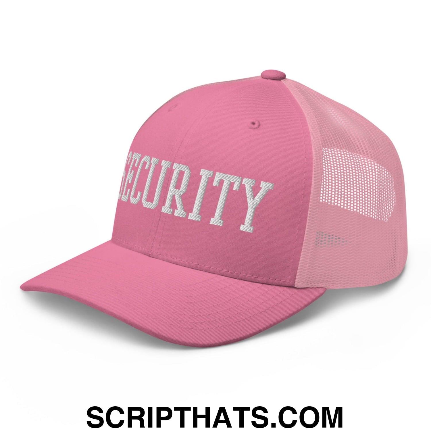 Security Uniform Work Block Embroidered Mesh Trucker Hat Pink