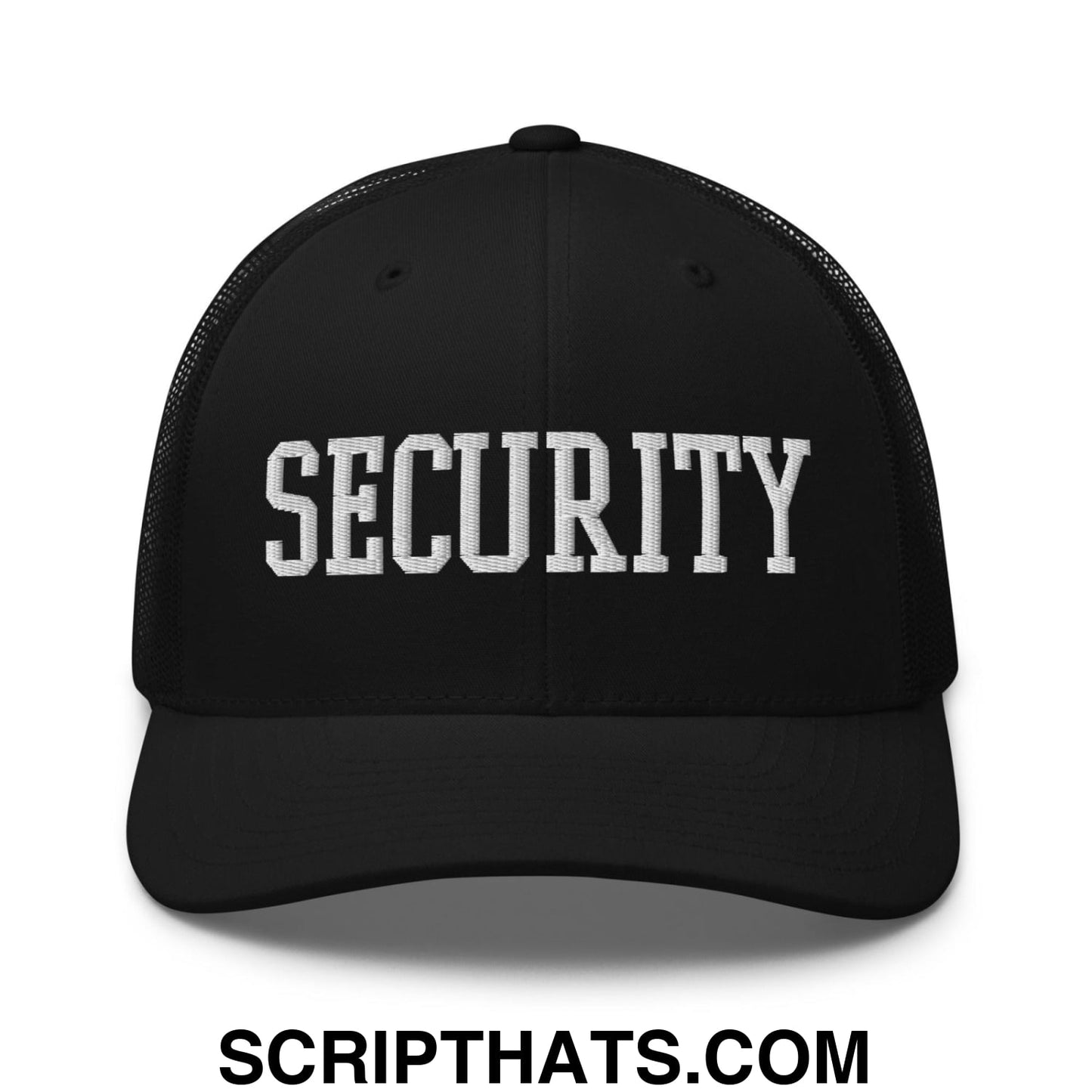 Security Uniform Work Block Embroidered Mesh Trucker Hat Black