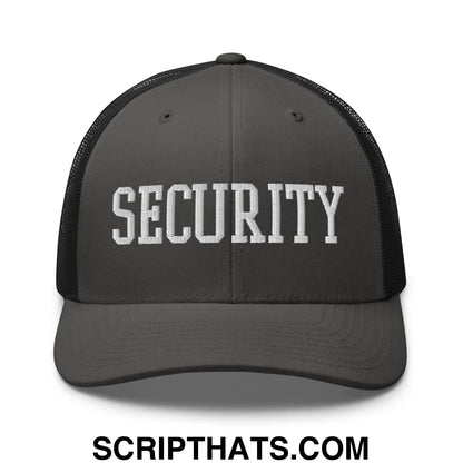 Security Uniform Work Block Embroidered Mesh Trucker Hat Charcoal Black