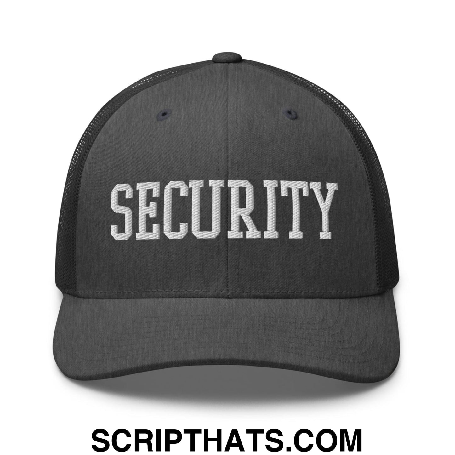 Security Uniform Work Block Embroidered Mesh Trucker Hat Dark Heather Gray