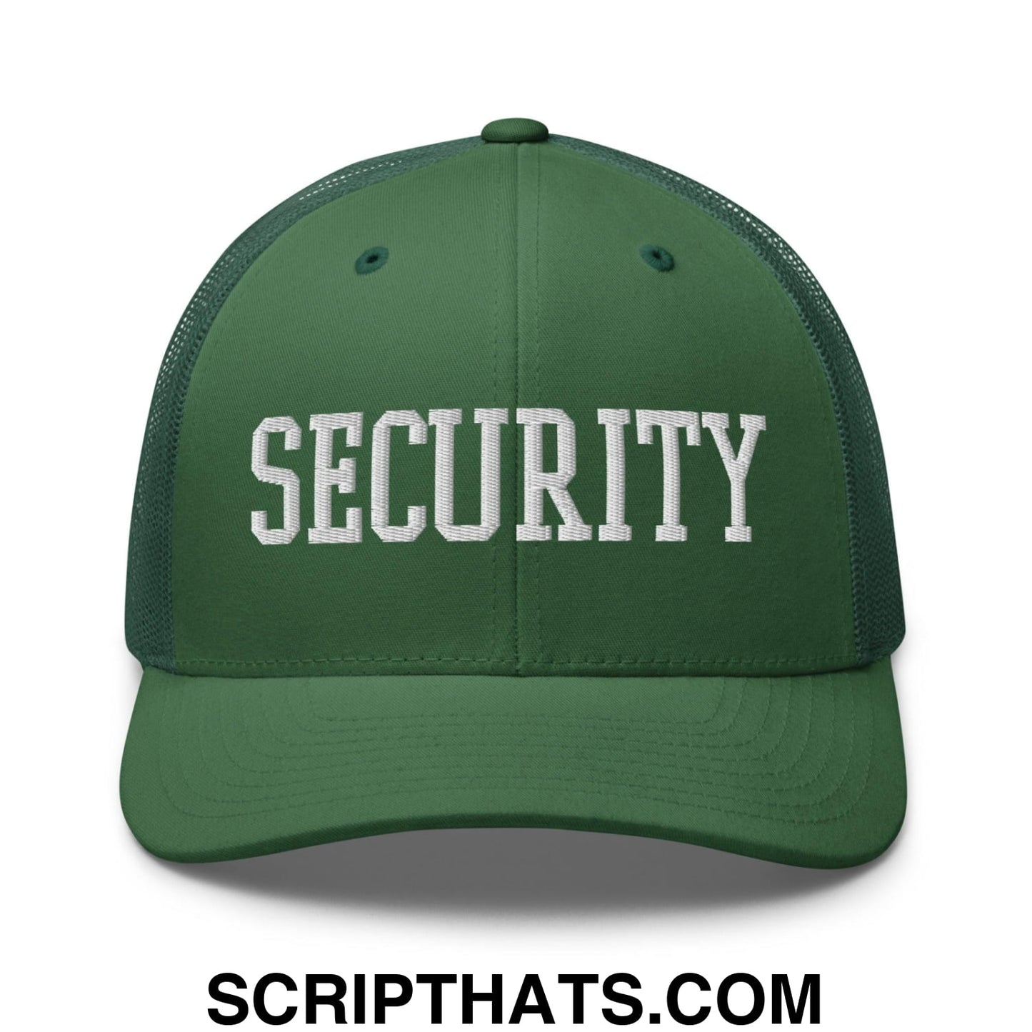 Security Uniform Work Block Embroidered Mesh Trucker Hat Evergreen