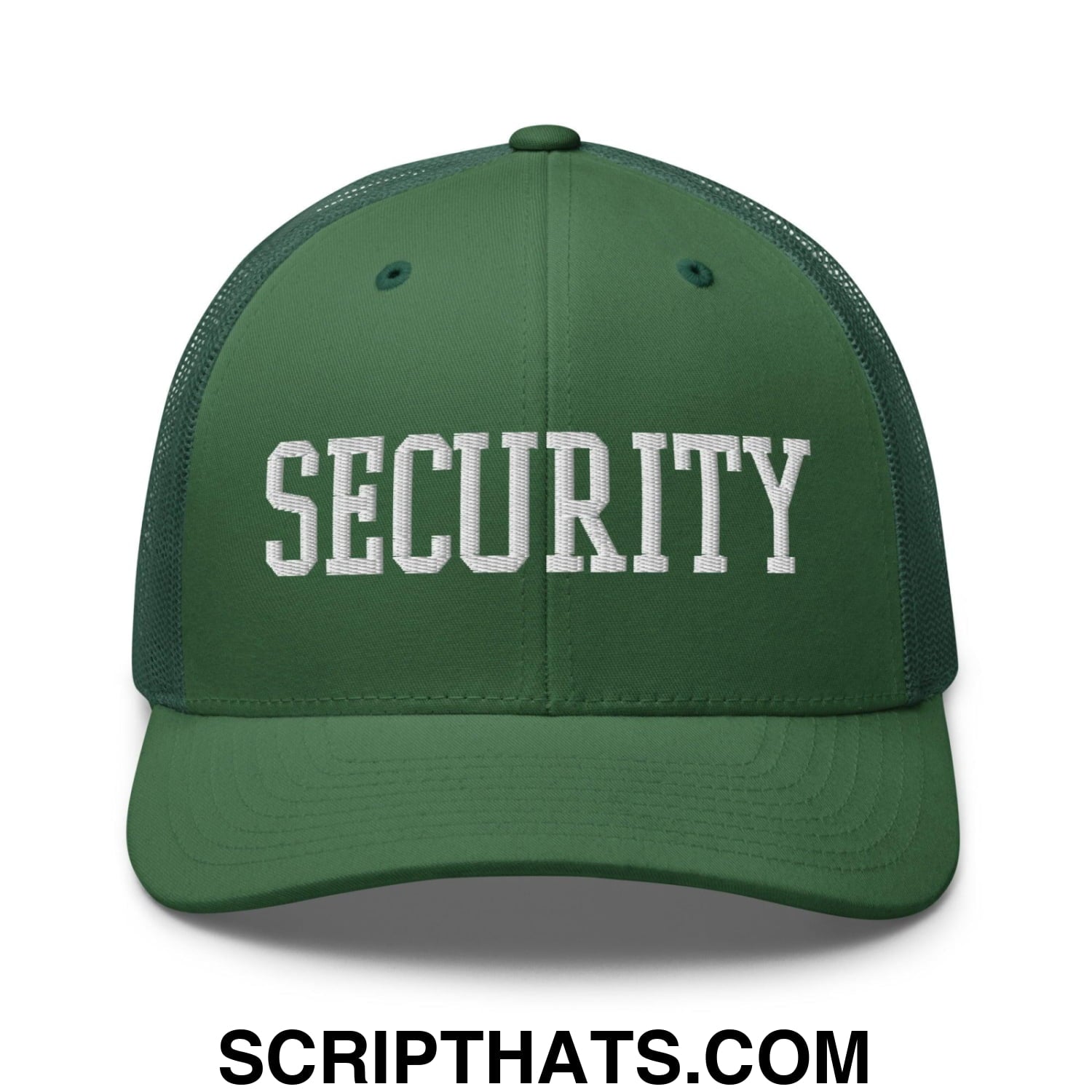 Security Uniform Work Block Embroidered Mesh Trucker Hat Evergreen