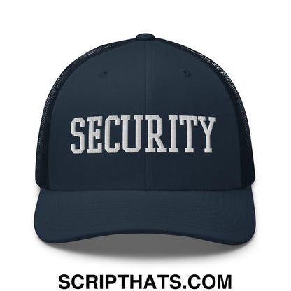 Security Uniform Work Block Embroidered Mesh Trucker Hat Navy