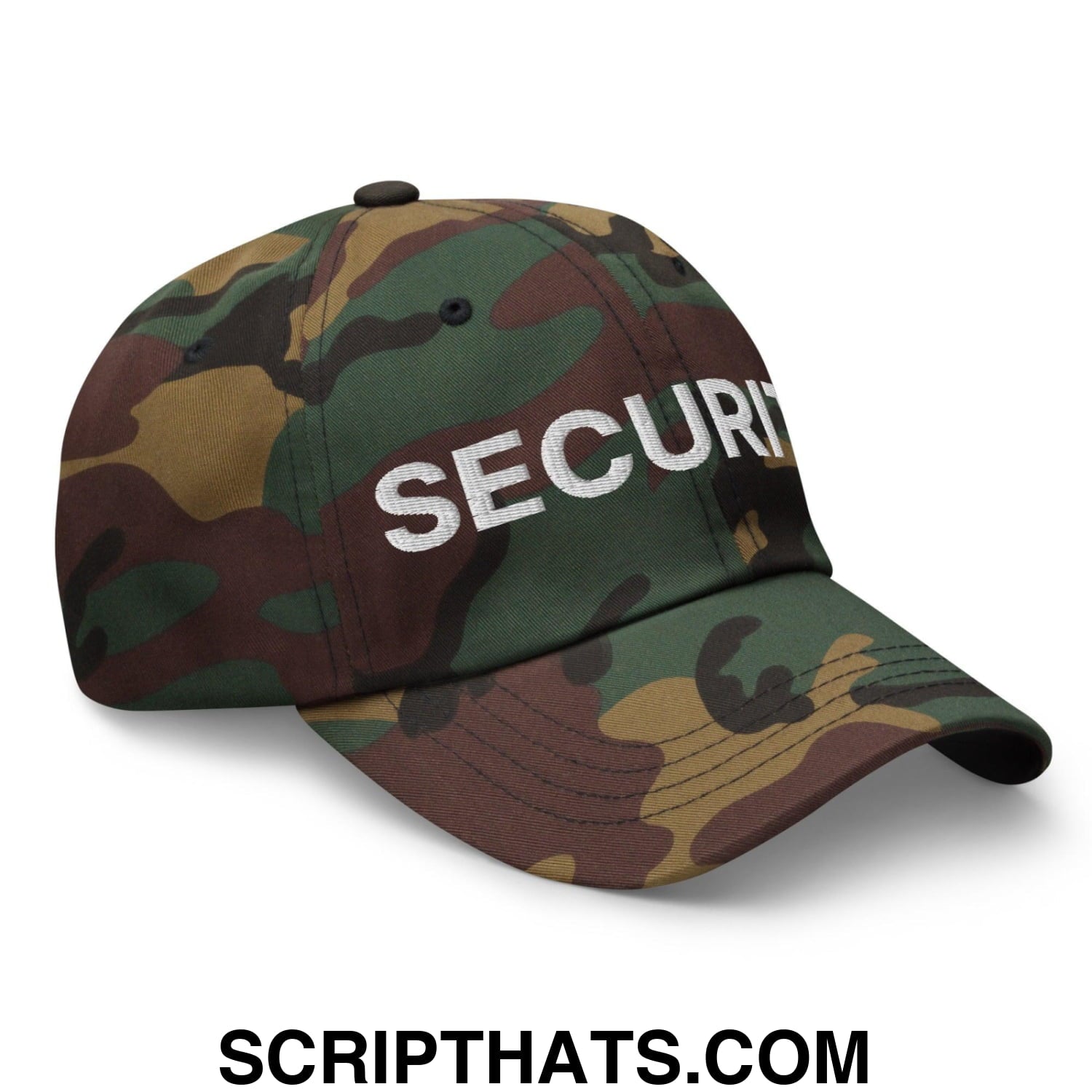 Security Uniform Work Embroidered Dad Hat Green Camo