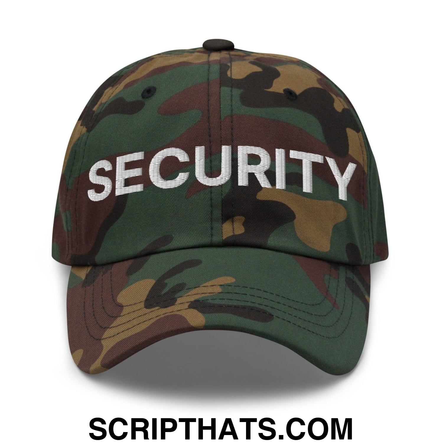 Security Uniform Work Embroidered Dad Hat Green Camo