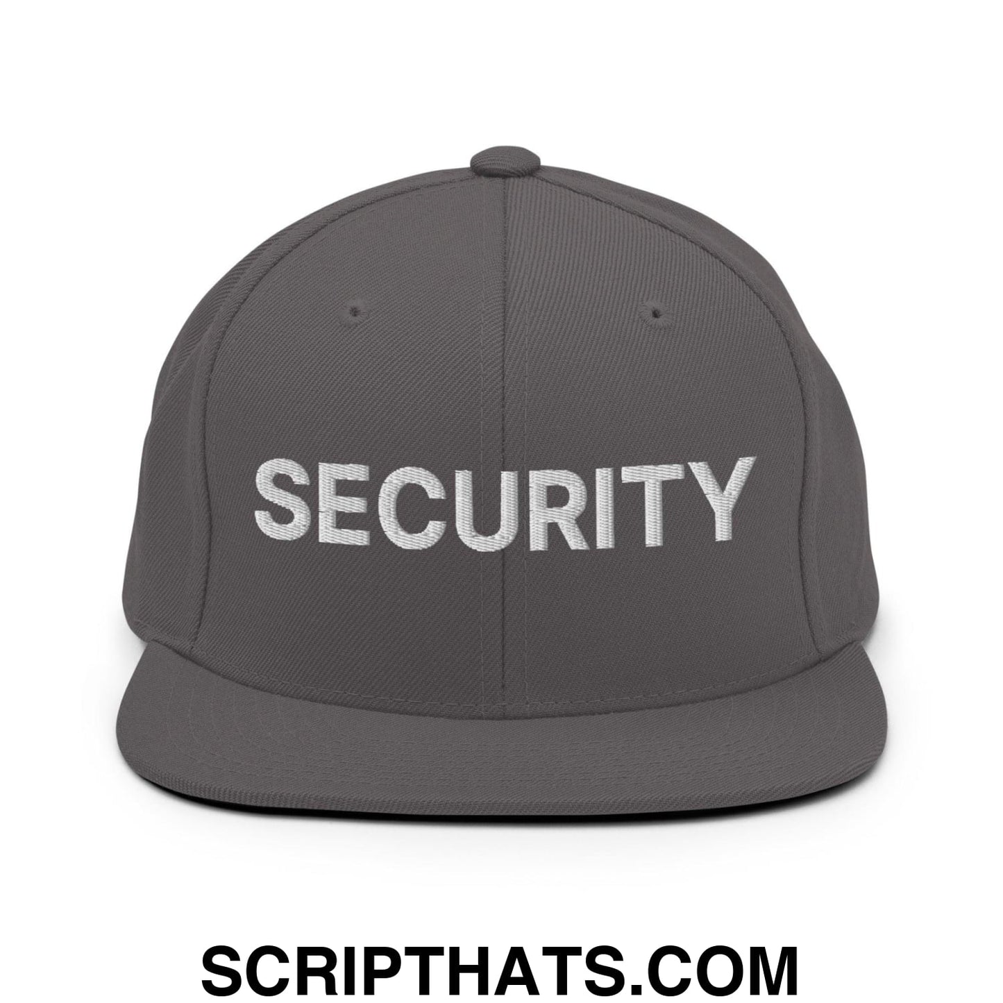 Security Uniform Work Embroidered Flat Bill Brim Snapback Hat Dark Grey