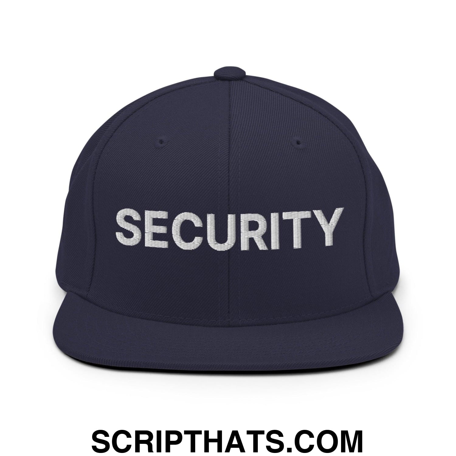 Security Uniform Work Embroidered Flat Bill Brim Snapback Hat Navy