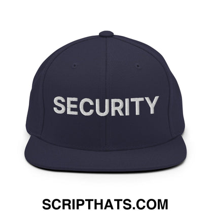 Security Uniform Work Embroidered Flat Bill Brim Snapback Hat Navy