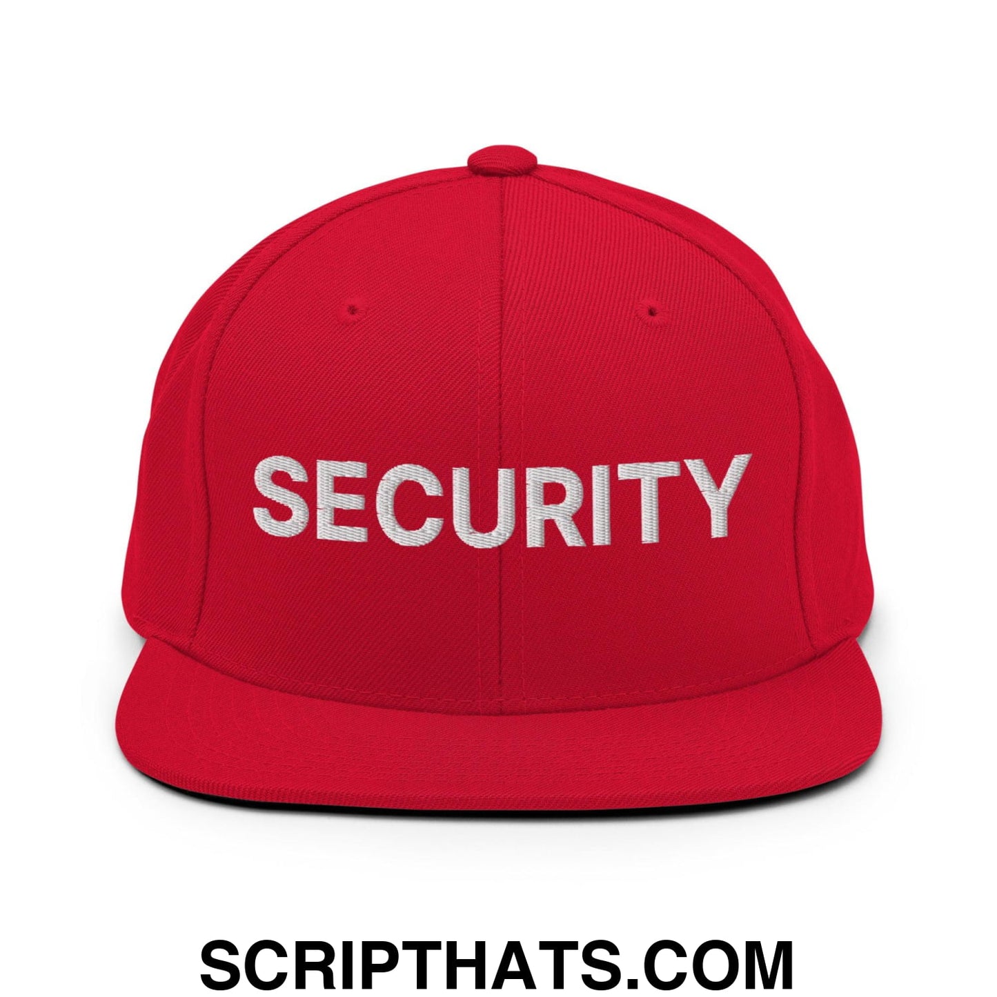 Security Uniform Work Embroidered Flat Bill Brim Snapback Hat Red