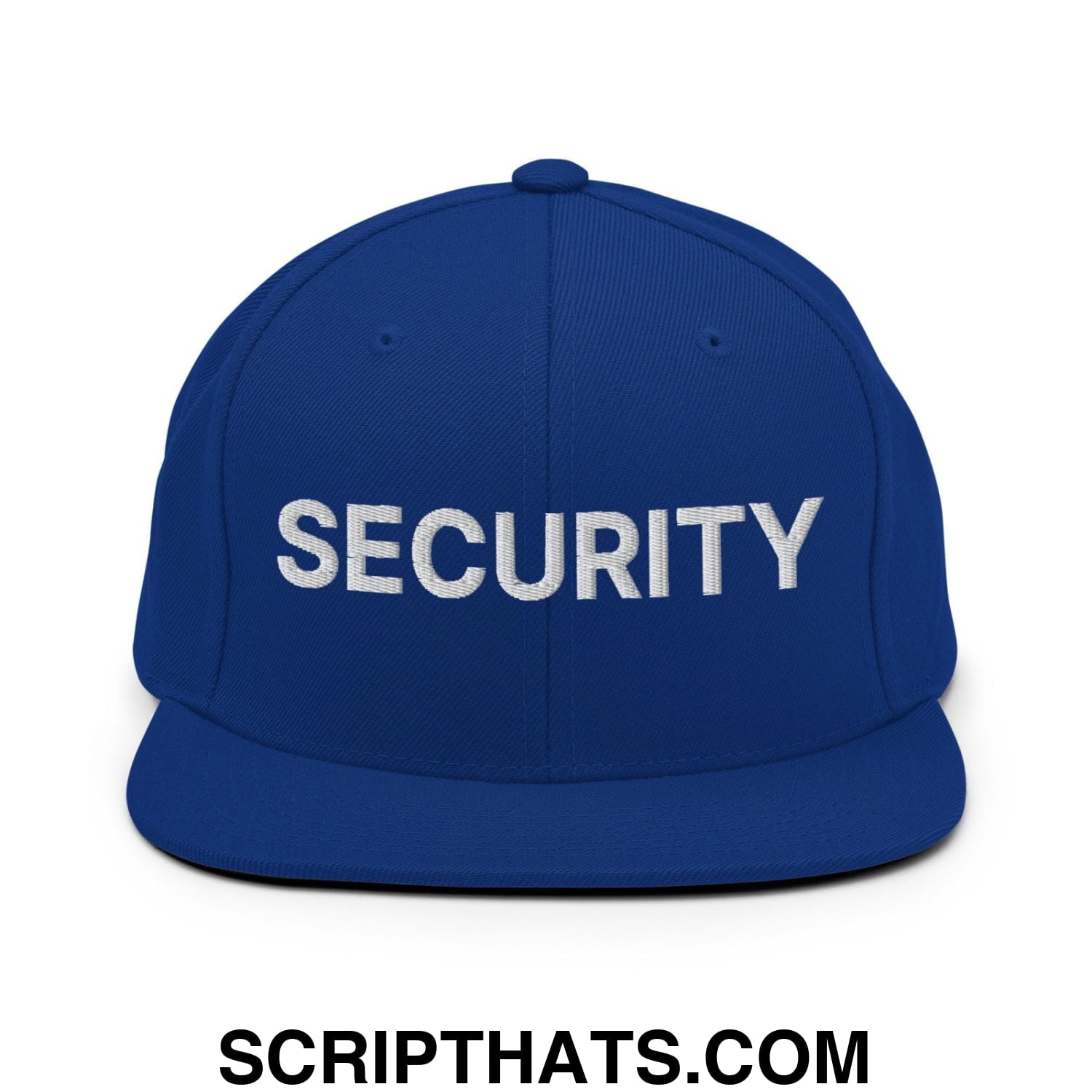Security Uniform Work Embroidered Flat Bill Brim Snapback Hat Royal Blue