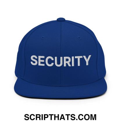 Security Uniform Work Embroidered Flat Bill Brim Snapback Hat Royal Blue