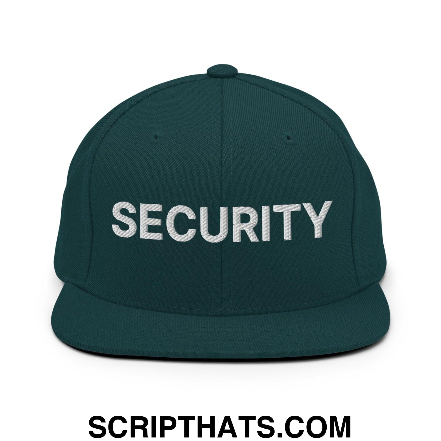Security Uniform Work Embroidered Flat Bill Brim Snapback Hat Spruce